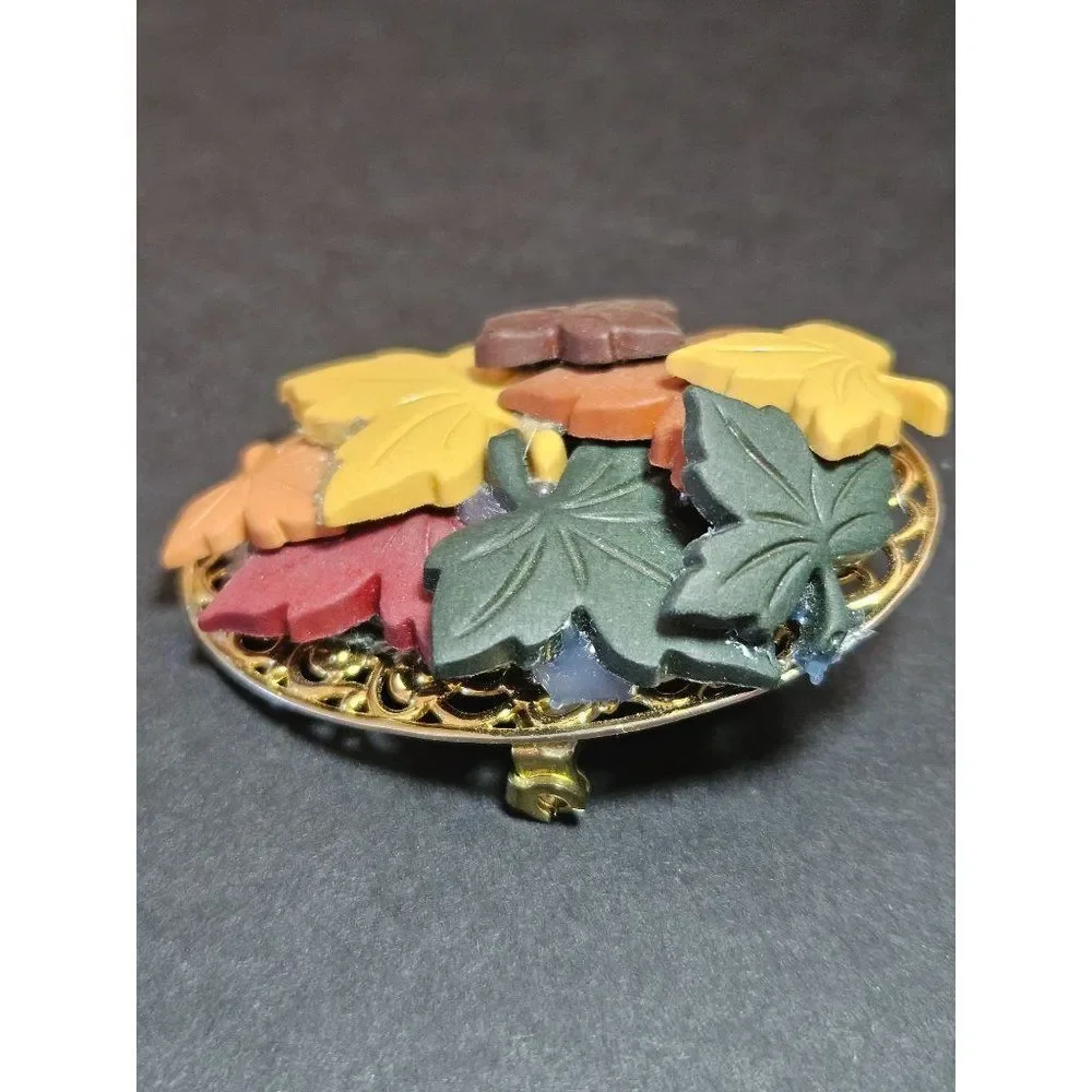 Vintage handmade fall leaf brooch